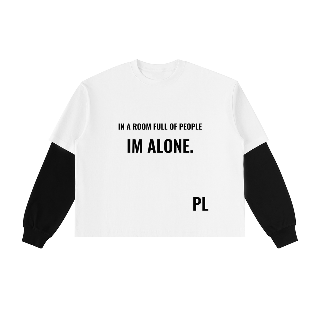 Layered Contrast Sleeve Cotton T-Shirt